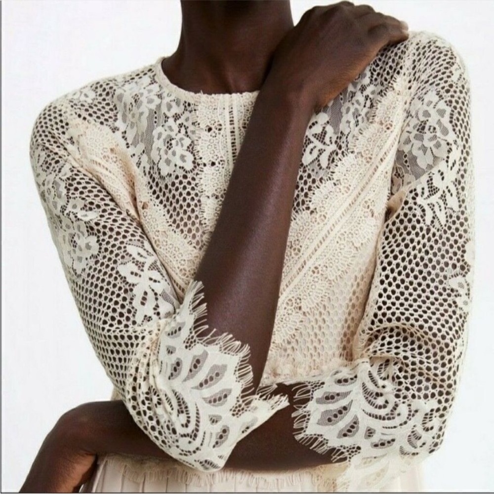 Zara Lace Midi Dress in Cream